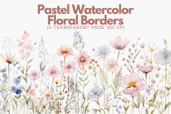 Download Elegant Pastel Watercolor Floral Borders - Elegant Collection