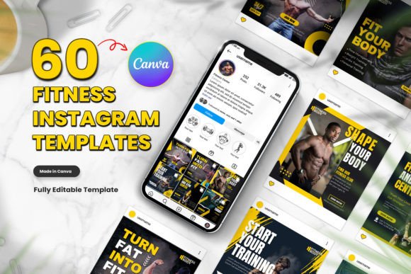 Download 60 Fitness Instagram Canva Templates - Premium Resources