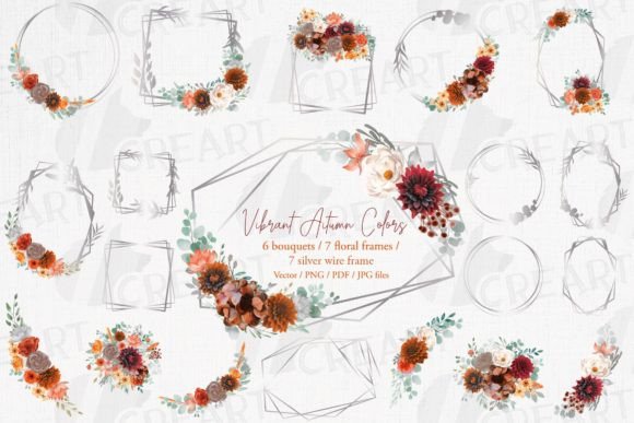 Download Autumn Floral Silver Frames and Bouquets - Premium Resources