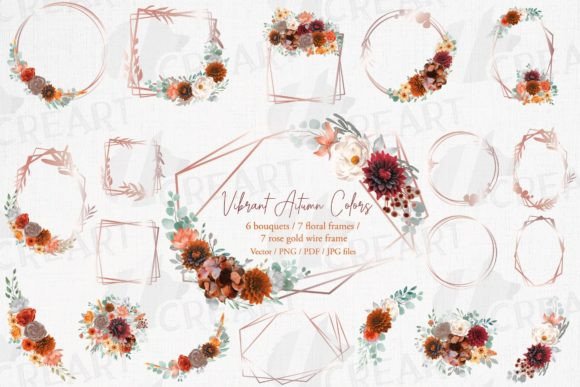 Download Autumn Floral Bouquets Rose Gold Frames - Premium Resources