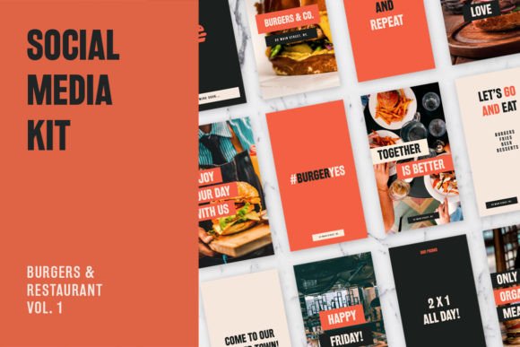 Download Burger &amp; Restaurant Social Media Kit - Social media kit Collection