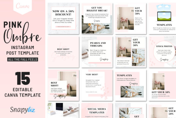 Download Pink Ombre Instagram Canva Template - Instagram canva Collection